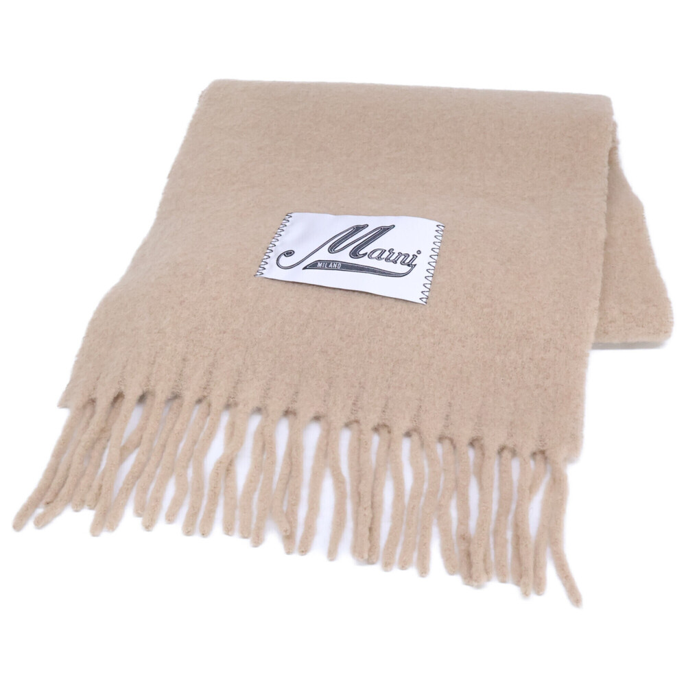 MARNI SCMC0059Y0 UTW918 00M02 Logo Patch Alpaca Stole Scarf Beige Women's